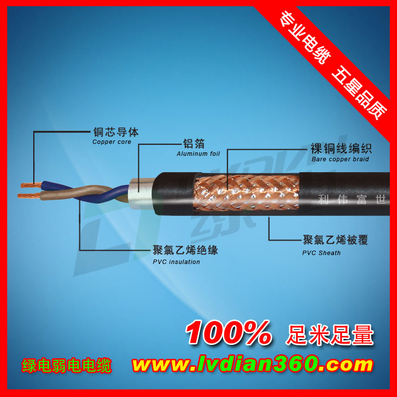 RVSP（对绞）铜芯聚氯乙烯绝缘屏蔽聚氯乙烯护套软电缆